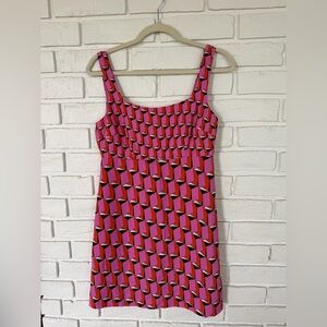 Diane Von Furstenberg Pink and Black Geometric Mini Dress